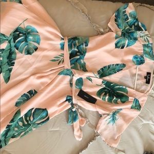 Lulus pink palm wrap dress NWT